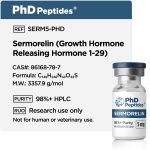 Sermorelin 5mg product details with molecular information and research-use labelling