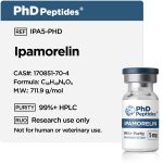 Ipamorelin 5mg product details with molecular information and research-use labelling