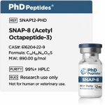 SNAP-8 12mg information card with CAS 616204-22-9 and chemical information matching the batch certificate